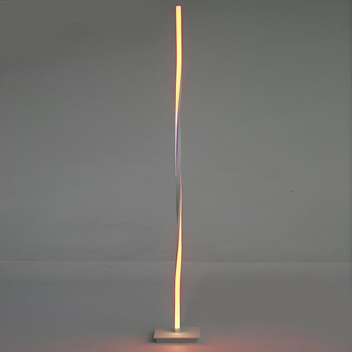 49 Inches Iron Simple Strip Stepless Dimming Helix Floor Lamp with Remote Control RGB LED Standing Lamp