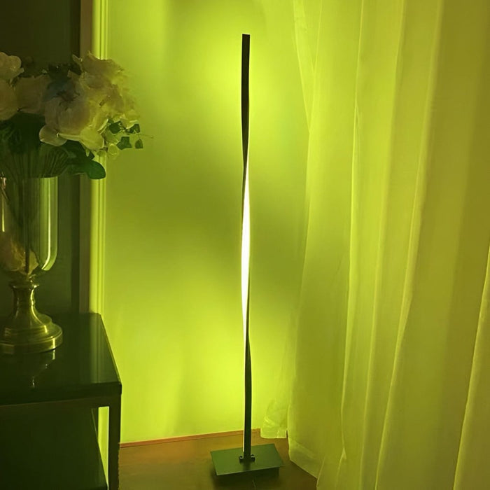 49 Inches Iron Simple Strip Stepless Dimming Helix Floor Lamp with Remote Control RGB LED Standing Lamp
