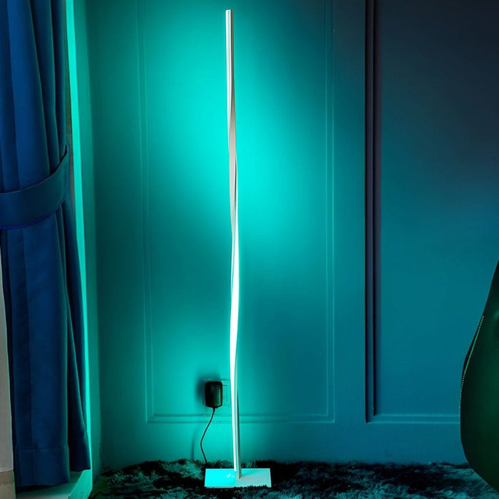 49 Inches Iron Simple Strip Stepless Dimming Helix Floor Lamp with Remote Control RGB LED Standing Lamp