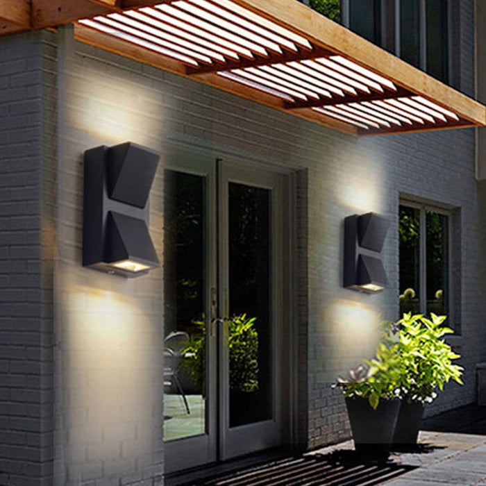 Waterproof LED Up And Down Lighting Black Modern Outdoor Wall Lights