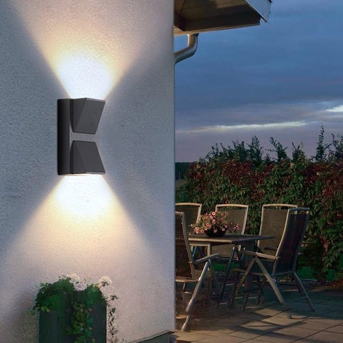 Waterproof LED Up And Down Lighting Black Modern Outdoor Wall Lights