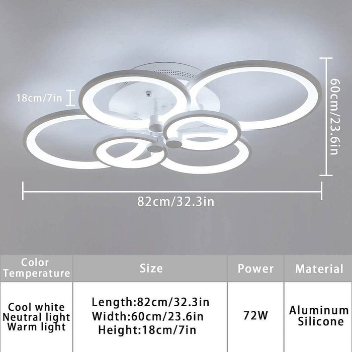 White/Black Acrylic Overlapping Rings LED Semi Flush Mount Ceiling Light