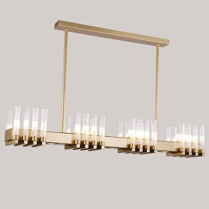 Creative Linear Electroplated Metal Glass LED Modern Chandeliers Pendant Light