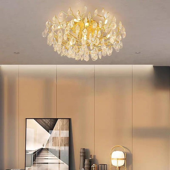 Crystal Contemporary Chandeliers Gold Bedroom Chandelier with10 LED Bulbs