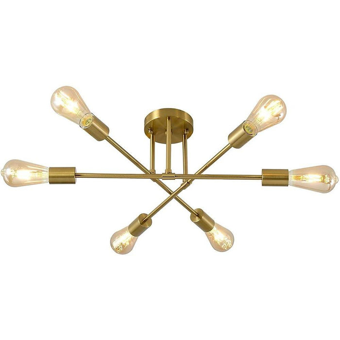 Minimalist Geometric Industrial Sputnik Chandelier 6 Bulbs
