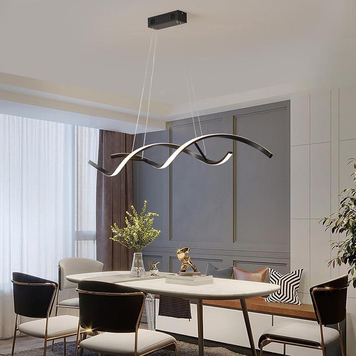 Dual Wave Design Dimmable Pendant Lighting Modern Metal LED Kitchen Lighting Dining Room Lighting Ceiling Light