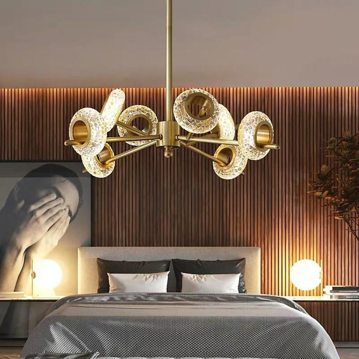 Electroplated Metal Crystal LED Gold Modern Chandeliers Ceiling Lights