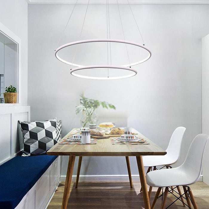 Adjustable 2 Ring Dimmable LED Modern Chandeliers Hanging Ceiling Lights