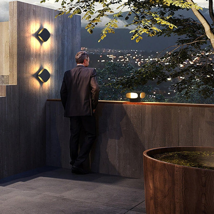 Square LED Waterproof Black Modern Outdoor Wall Lights Fence Post Lights