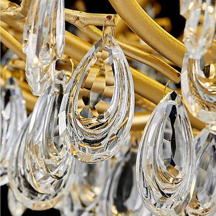 Crystal Contemporary Chandeliers Gold Bedroom Chandelier with10 LED Bulbs