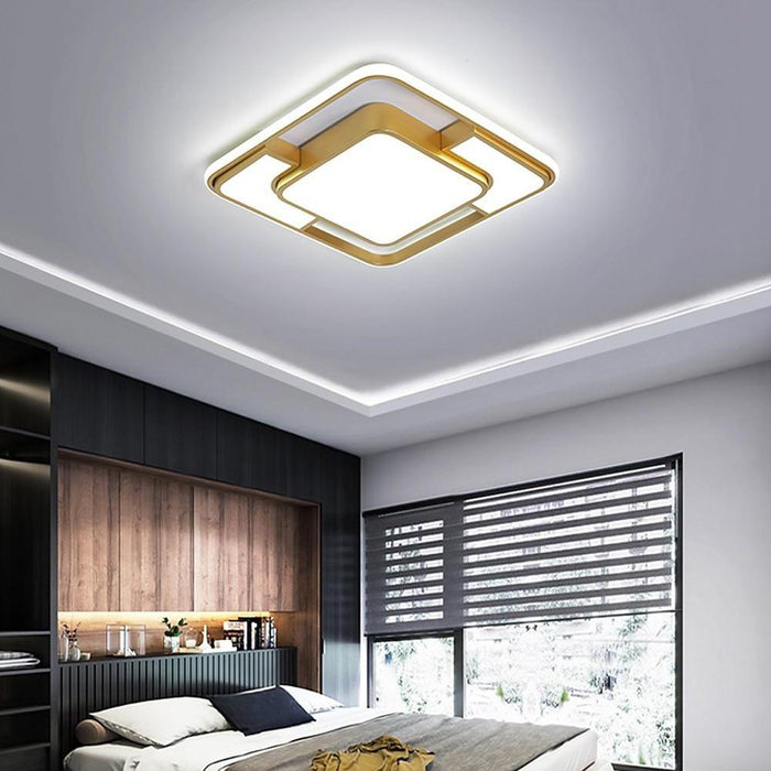 Overlapping Squares Metal Flush Mounted Lights Geometrical LED Ceiling Light