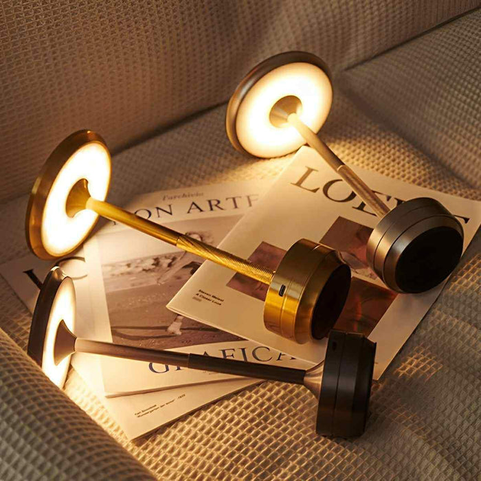 LED Table Lamp - USB Dimmable Dish, Rechargeable, 3 Color Temperatures, Modern Minimalist Design