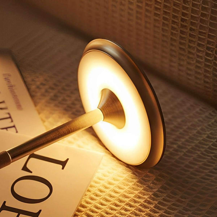 LED Table Lamp - USB Dimmable Dish, Rechargeable, 3 Color Temperatures, Modern Minimalist Design