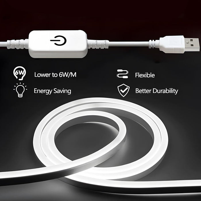 Recessed LED Flexible Linear Light - USB Powered, Waterproof, Touch Sensitive, Dimmable, Under Cabinet / Mirror Lighting