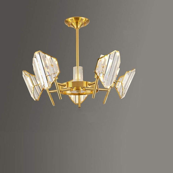 Brass Ring Frame Crystal Chandelier -  Gold Metal. Crystal Accents Pendant Lights