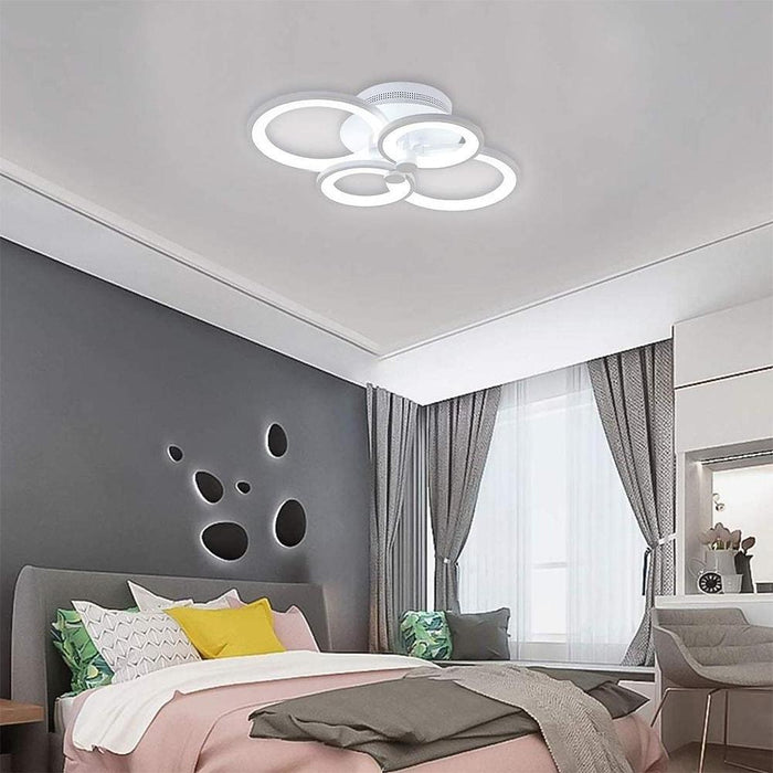 White/Black Acrylic Overlapping Rings LED Semi Flush Mount Ceiling Light