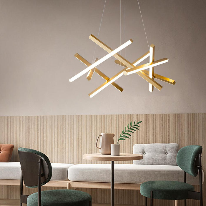Modern LED Sputnik Stick Chandelier White Kitchen Dining Room Lighting