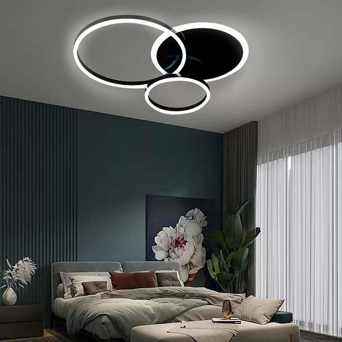 3-Layers LED Modern Circle Flush Mount Light - 3-Color Dimmable. 26x20