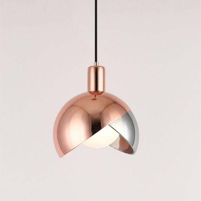 Semi Globe Metal Glass Pendant Light Shade Dual Colored Pendant Lighting