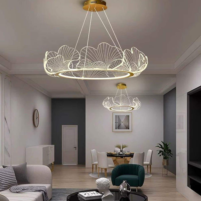 Novelty Iron Sea Chandelier - Gold Finish. 33'' Wide. LED Lighting