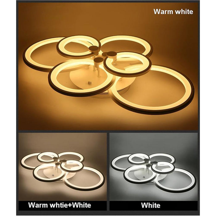 White/Black Acrylic Overlapping Rings LED Semi Flush Mount Ceiling Light