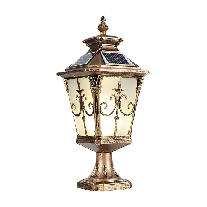Retro Pattern Solar Fence Post Light - Outdoor LED Deck and Patio Accent Lighting