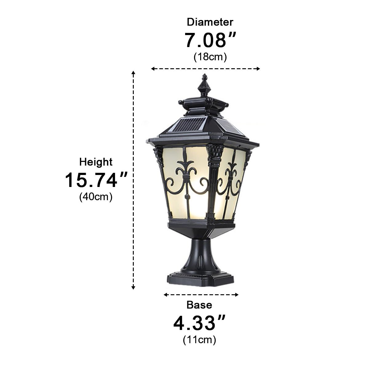 Retro Pattern Solar Fence Post Light - Outdoor LED Deck and Patio Accent Lighting