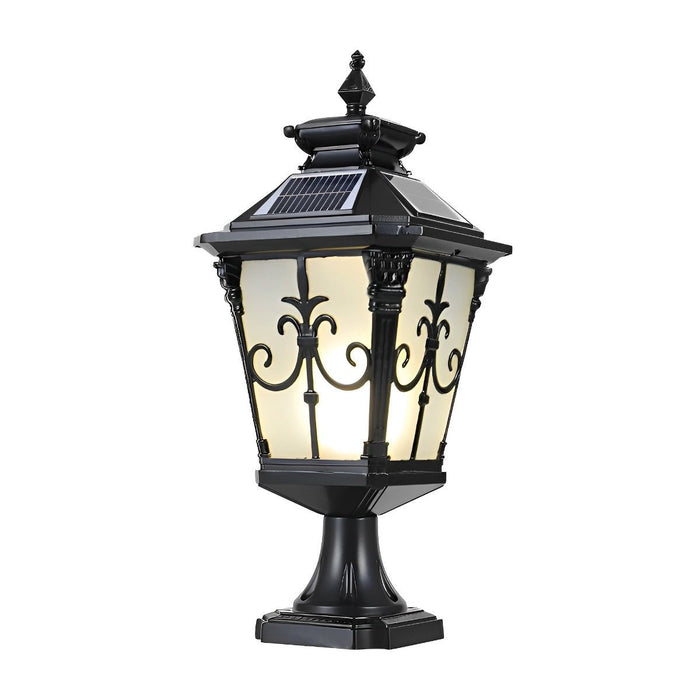 Retro Pattern Solar Fence Post Light - Outdoor LED Deck and Patio Accent Lighting