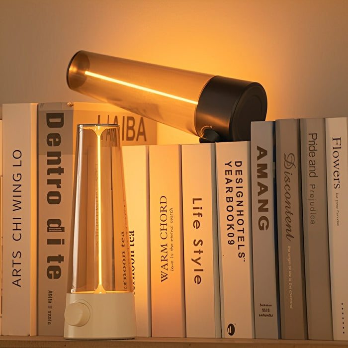 Vintage Cone Dimmable LED Table Lamp Ambient Light - USB Rechargeable - Portable Accent Lighting