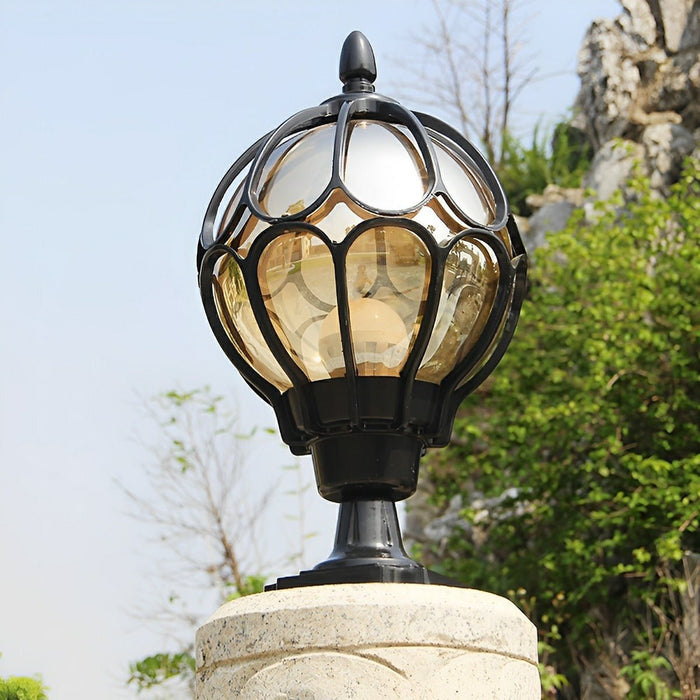 Vintage Ball Outdoor Fence Post Light - Classic Globe Pillar Light for Deck, Patio, and Garden Landscape Path
