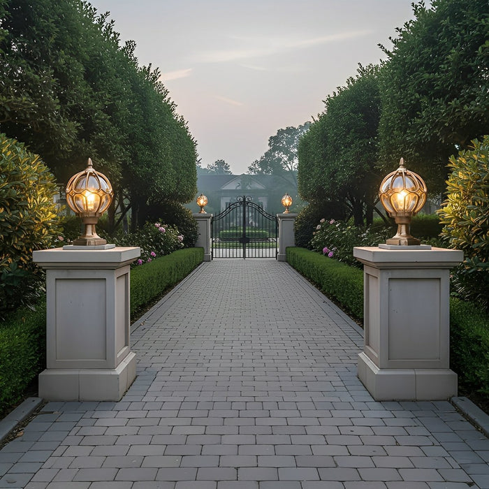 Vintage Ball Outdoor Fence Post Light - Classic Globe Pillar Light for Deck, Patio, and Garden Landscape Path