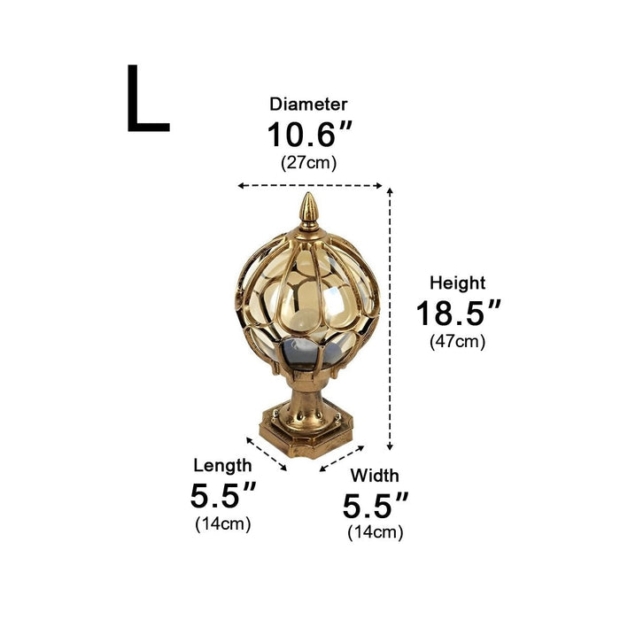 Vintage Ball Outdoor Fence Post Light - Classic Globe Pillar Light for Deck, Patio, and Garden Landscape Path