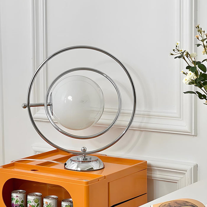 Glass Rotating Globe Table Lamp - Vintage Bedside Desk Light, Artistic Modern Design