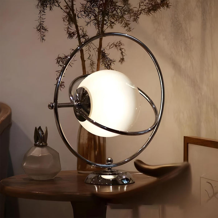Glass Rotating Globe Table Lamp - Vintage Bedside Desk Light, Artistic Modern Design
