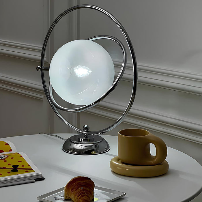 Glass Rotating Globe Table Lamp - Vintage Bedside Desk Light, Artistic Modern Design
