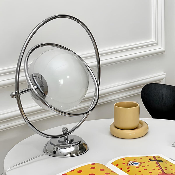 Glass Rotating Globe Table Lamp - Vintage Bedside Desk Light, Artistic Modern Design