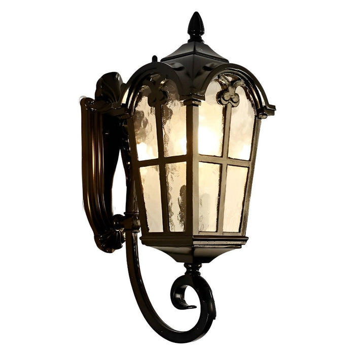 Classic European Outdoor Wall Sconce - Tower Glass Design, LED Exterior Light for Porch/Entryway