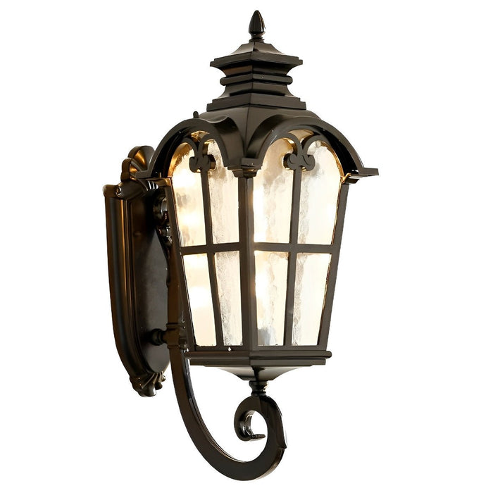 Classic European Outdoor Wall Sconce - Tower Glass Design, LED Exterior Light for Porch/Entryway