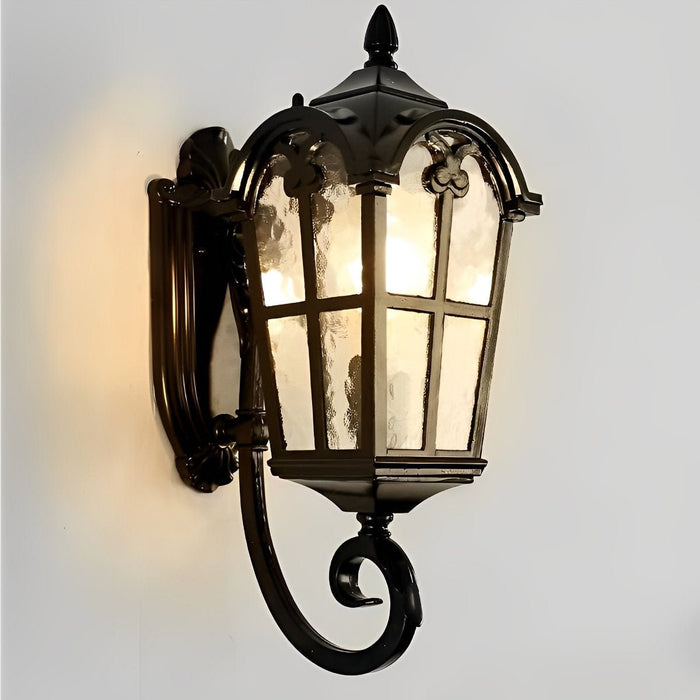 Classic European Outdoor Wall Sconce - Tower Glass Design, LED Exterior Light for Porch/Entryway