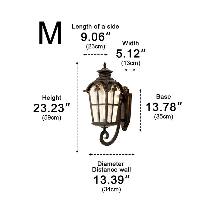Classic European Outdoor Wall Sconce - Tower Glass Design, LED Exterior Light for Porch/Entryway