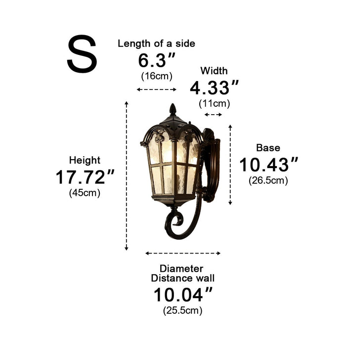 Classic European Outdoor Wall Sconce - Tower Glass Design, LED Exterior Light for Porch/Entryway