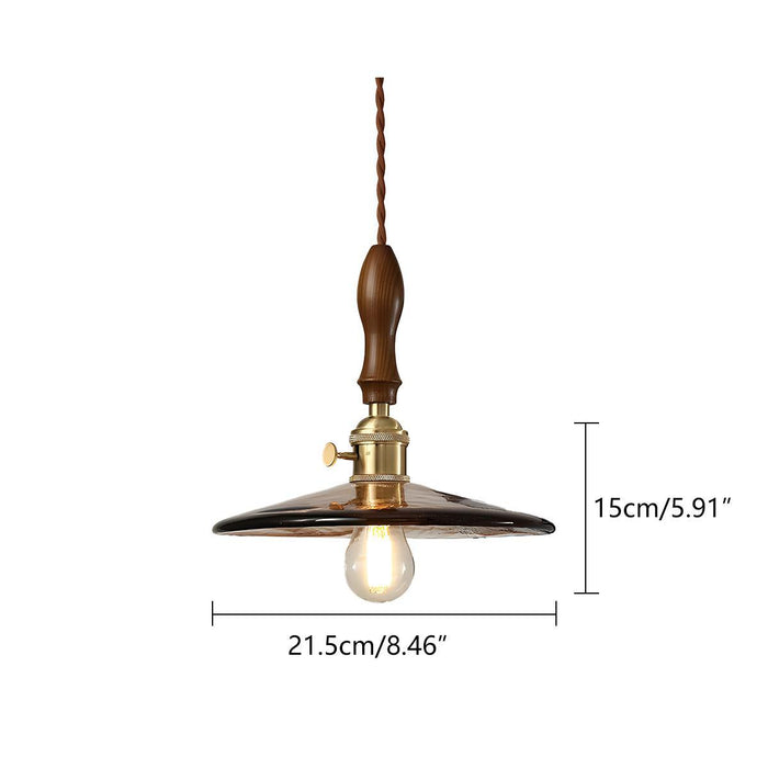 Vintage Golden Walnut Wood Indoor Pendant Light - Adjustable Height - Warm Ambiance Lighting