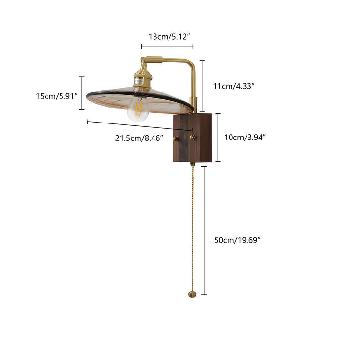 Indoor Wall Sconce - Vintage Golden Walnut Wood, Adjustable LED Lighting for Bedroom, Living Room, Hallway