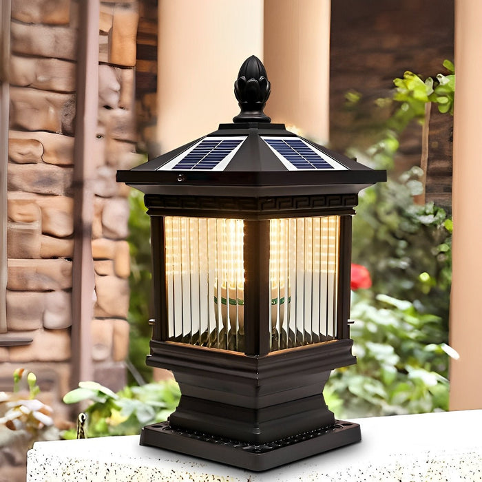 Vintage Waterproof Solar Fence Post Light - Outdoor Garden, Patio, and Deck Lighting