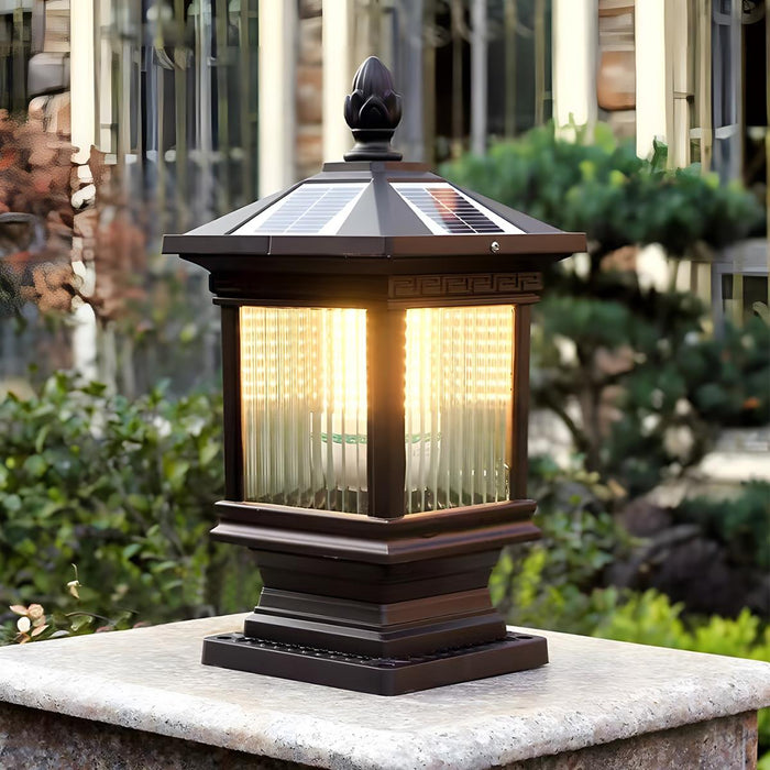 Vintage Waterproof Solar Fence Post Light - Outdoor Garden, Patio, and Deck Lighting