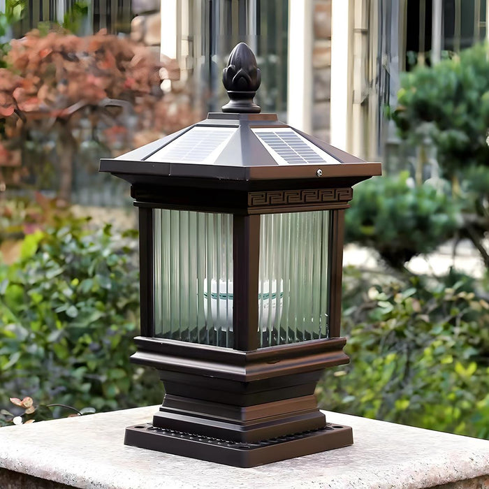 Vintage Waterproof Solar Fence Post Light - Outdoor Garden, Patio, and Deck Lighting