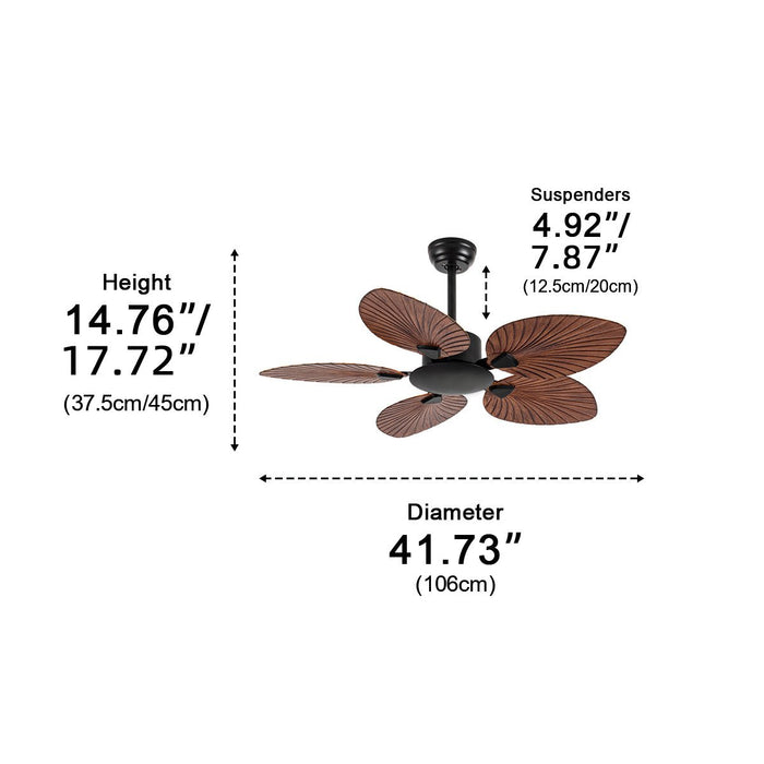 Ceiling Fan - Vintage Imitation Palm Leaf Design - 6-Speed Reverse Frequency Motor