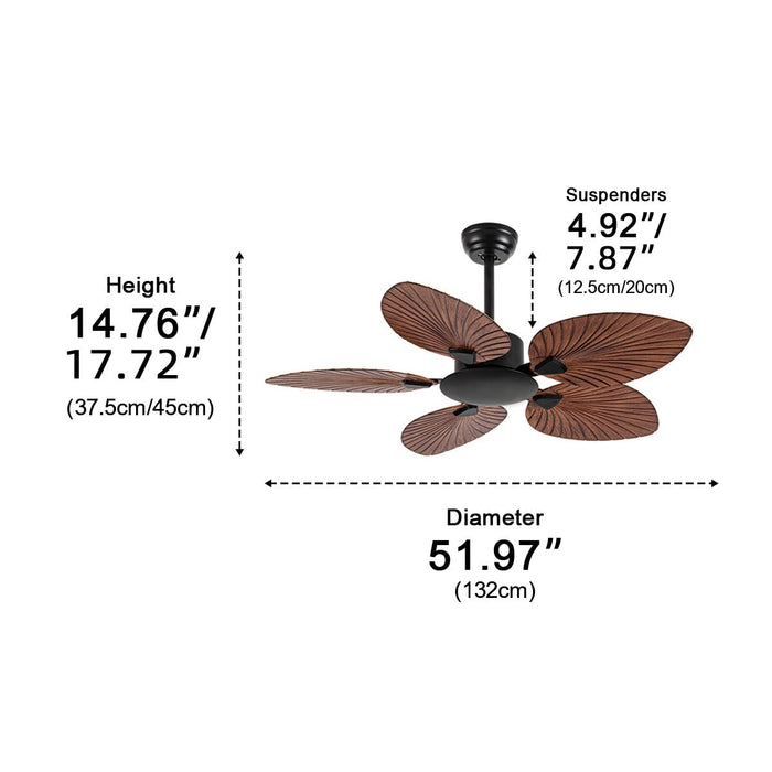Ceiling Fan - Vintage Imitation Palm Leaf Design - 6-Speed Reverse Frequency Motor