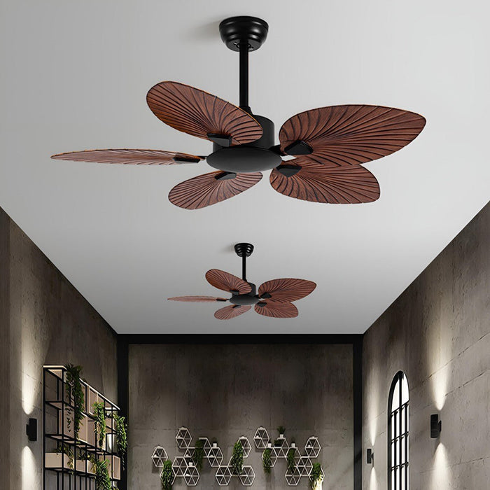 Ceiling Fan - Vintage Imitation Palm Leaf Design - 6-Speed Reverse Frequency Motor