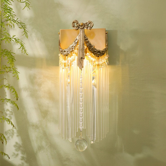 Vintage French Crystal Brass Wall Sconce, Luxury Accent Lighting, Dining Room/Bar/Living Room